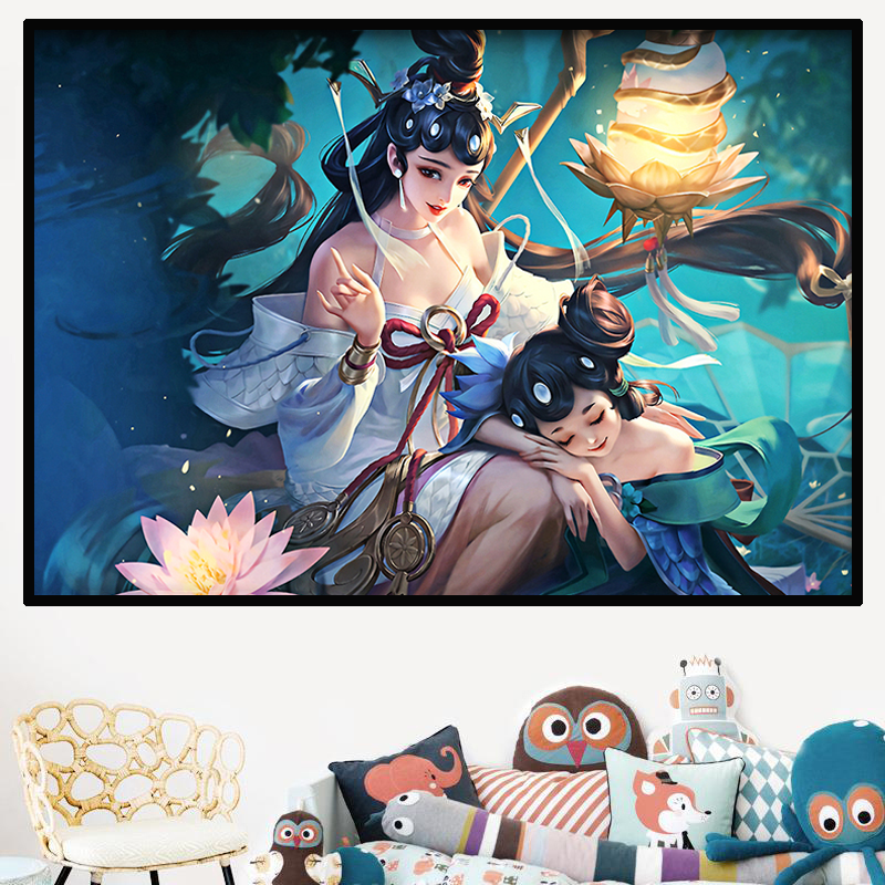 新款钻石画满钻王者荣耀大小乔青白蛇卡通人物儿童卧室客厅贴钻画