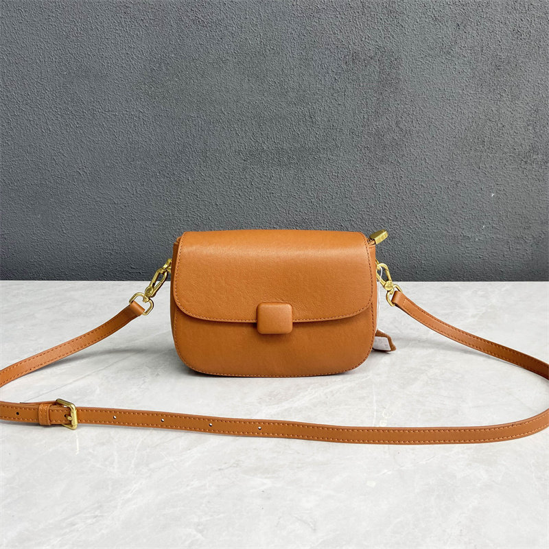 简约风马鞍包时尚小方包头层植鞣牛皮真皮复古多隔层单肩斜挎小包