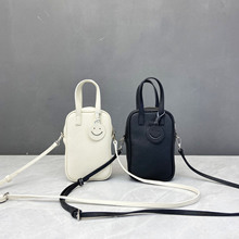 ~全牛皮~手机包女笑脸小方包头层牛皮百搭单肩斜挎包小巧简约女包