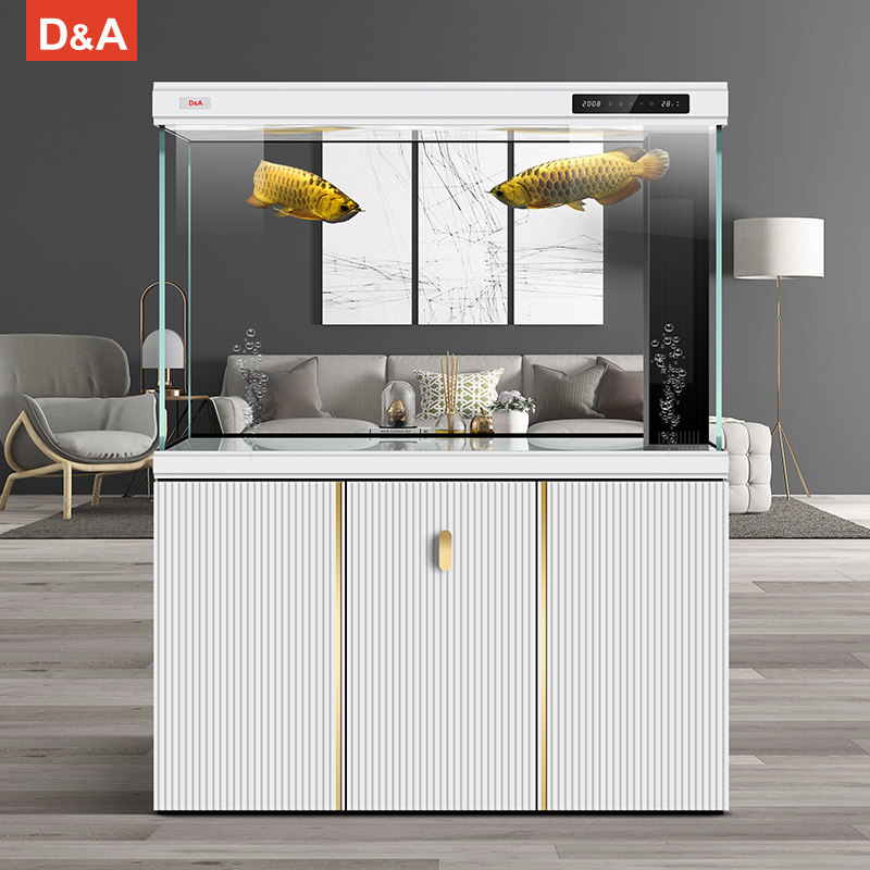 2021年德克鱼缸新款轻奢系列龙鱼缸客厅玄关中大型底滤生态水族箱