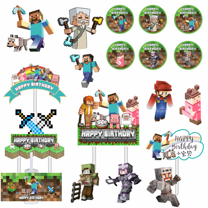 我的世界蛋糕装饰插件积木人偶游戏生日甜品装扮推推乐贴纸,模玩/动漫/周边/娃圈三坑/桌游,游戏/电竞实物周边,淘宝优惠券,粉丝福利购,淘宝优惠卷