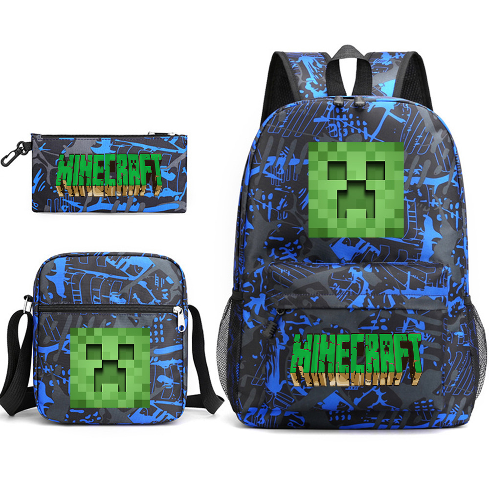 Minecraft 我的世界学生书包游戏周边大容量印花三件套儿童背包