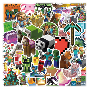 55张卡通Minecraft我的世界贴纸装饰手账文具水杯电脑防水贴画