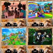 我 世界生日背景布Minecraft背景布儿童生日派对摄影写真横幅