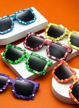 MC周边我的世界苦力怕眼镜超酷方块墨镜JJ怪太阳镜现货绿紫蓝黑色