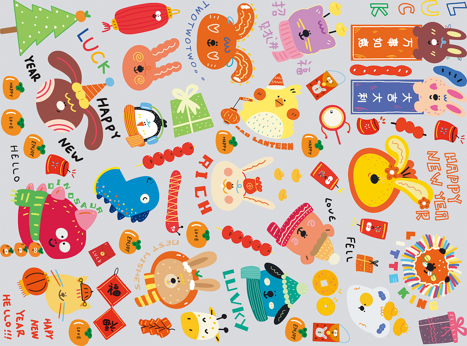 新年醒狮兔子超A级过粉烫画