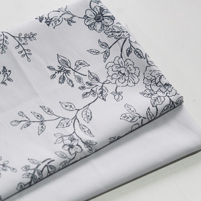 菜家布铺 青色缠枝花印花破卡布料防泼水外套羽绒服防风服面料