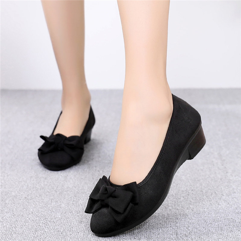 老北京布鞋女春秋单鞋坡跟软底工作鞋上班防滑舒适女鞋工装鞋黑色