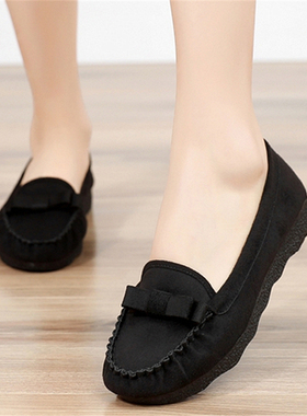 豆豆鞋老北京女春秋单鞋平底软底防滑上班工作布鞋舒适休闲妈妈鞋