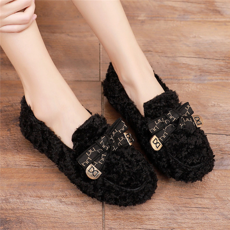 2025新款秋冬毛毛鞋女平底外穿女鞋加绒保暖棉鞋一脚蹬懒人豆豆鞋,女鞋,乐福鞋（豆豆鞋）,淘宝优惠券,粉丝福利购,淘宝优惠卷