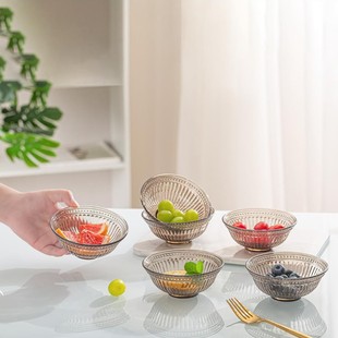 玻璃碗沙拉碗家用汤面甜品冰淇淋碗水果蔬菜分类 茶色浪琴碗6只装