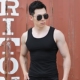 健身运动无袖 纯色紧身弹力薄款 打底汗衫 无痕纯棉背心男士 背心大码
