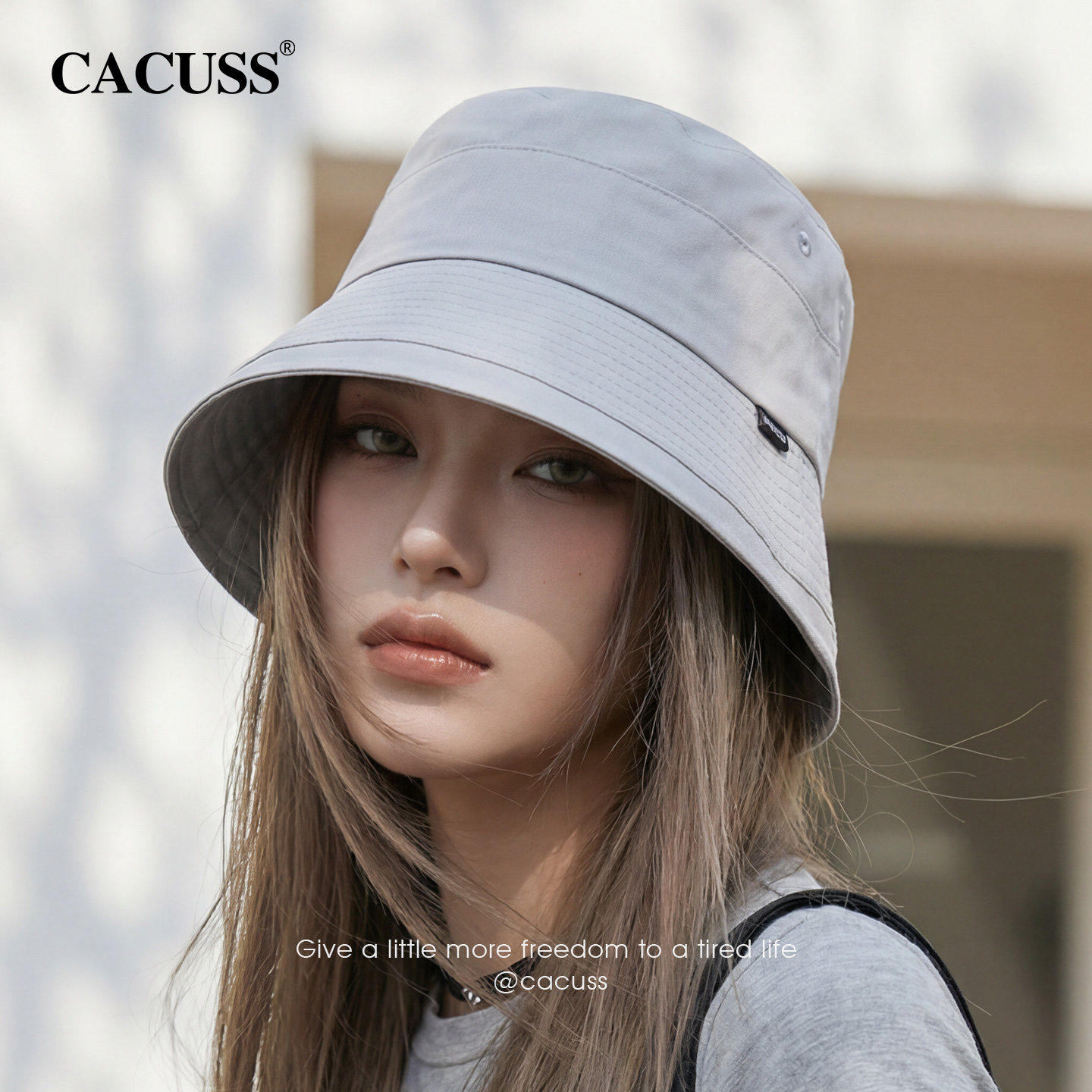 CACUSS纯棉防晒显脸小渔夫帽女图片