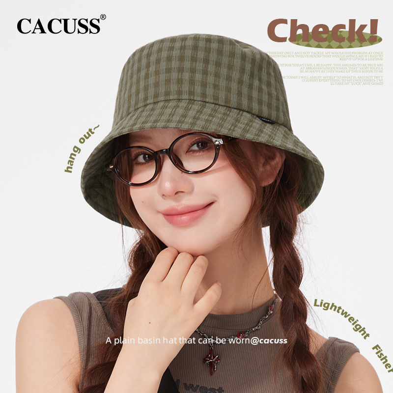 CACUSS秋冬新款格纹渔夫帽女