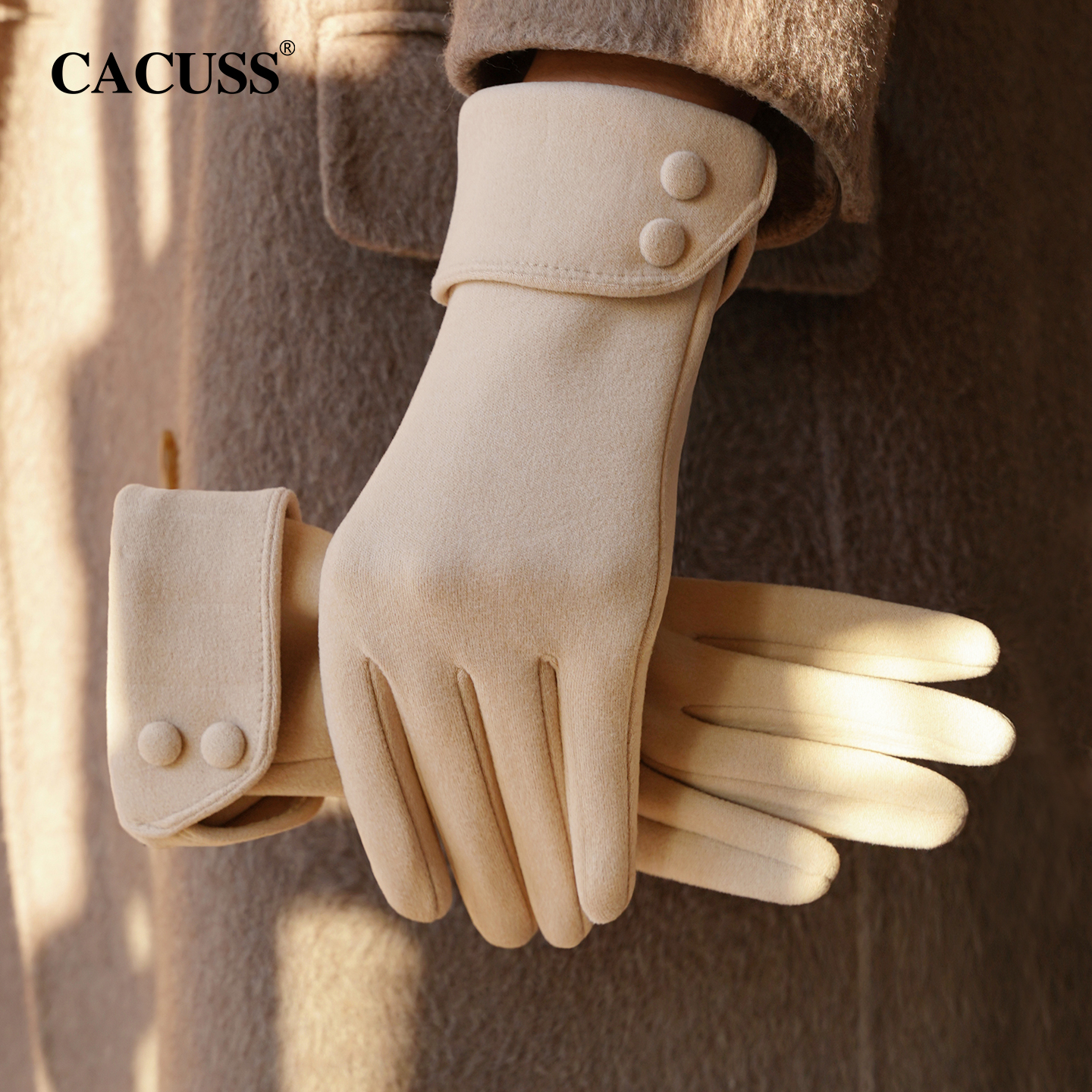 CACUSS女冬分指手套加绒骑行保暖