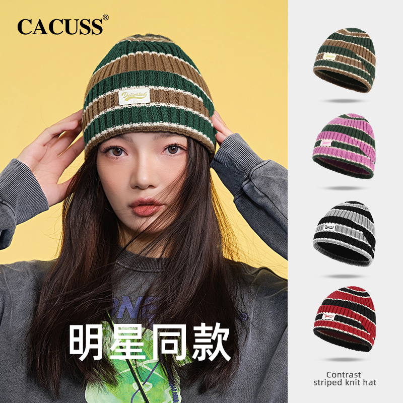CACUSS针织帽女秋冬羊毛大头围