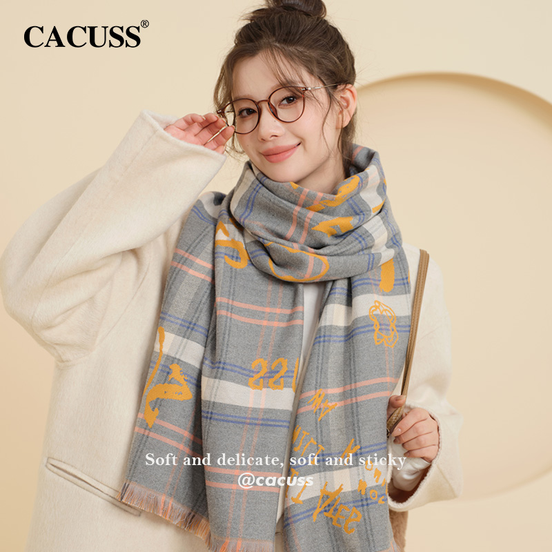 CACUSS冬韩系女双面戴围巾披肩