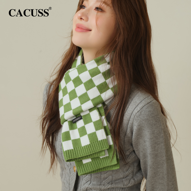 CACUSS围巾女秋冬季保暖棋盘格