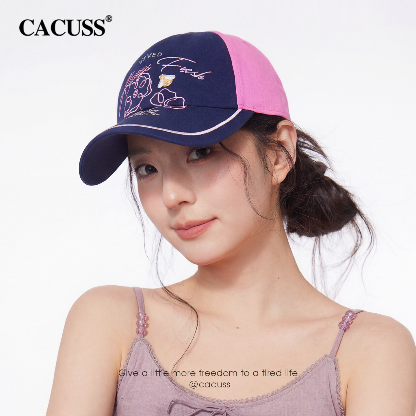 CACUSS纯棉软顶帽子女春季鸭舌帽新款拼色显脸小遮阳帽休闲棒球帽,服饰配件/皮带/帽子/围巾,帽子,淘宝优惠券,粉丝福利购,淘宝优惠卷