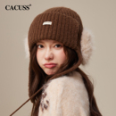 CACUSS帽子女冬雷锋帽防寒保暖毛线帽可爱针织帽显脸小毛绒护耳帽