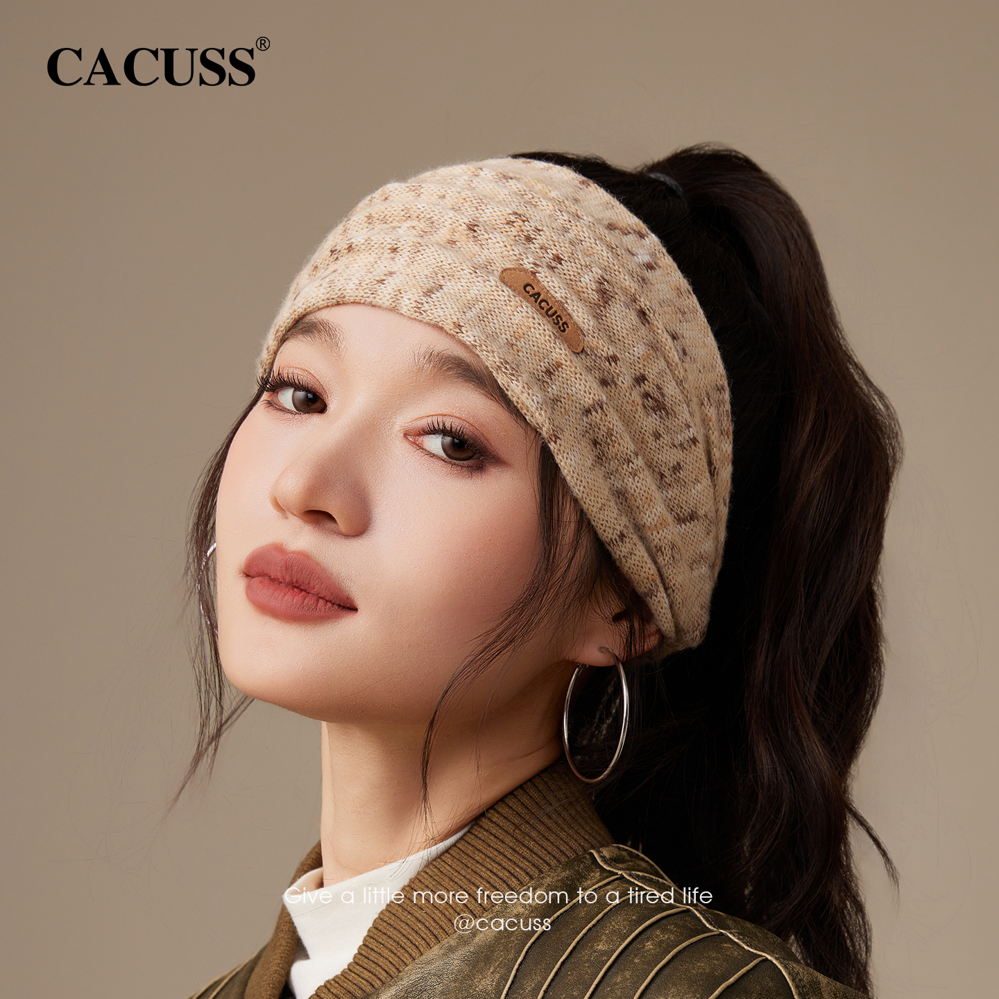 CACUSS冬季时尚宽边针织发带女士