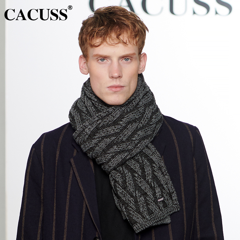 CACUSS灰色围巾加厚商务男士冬季