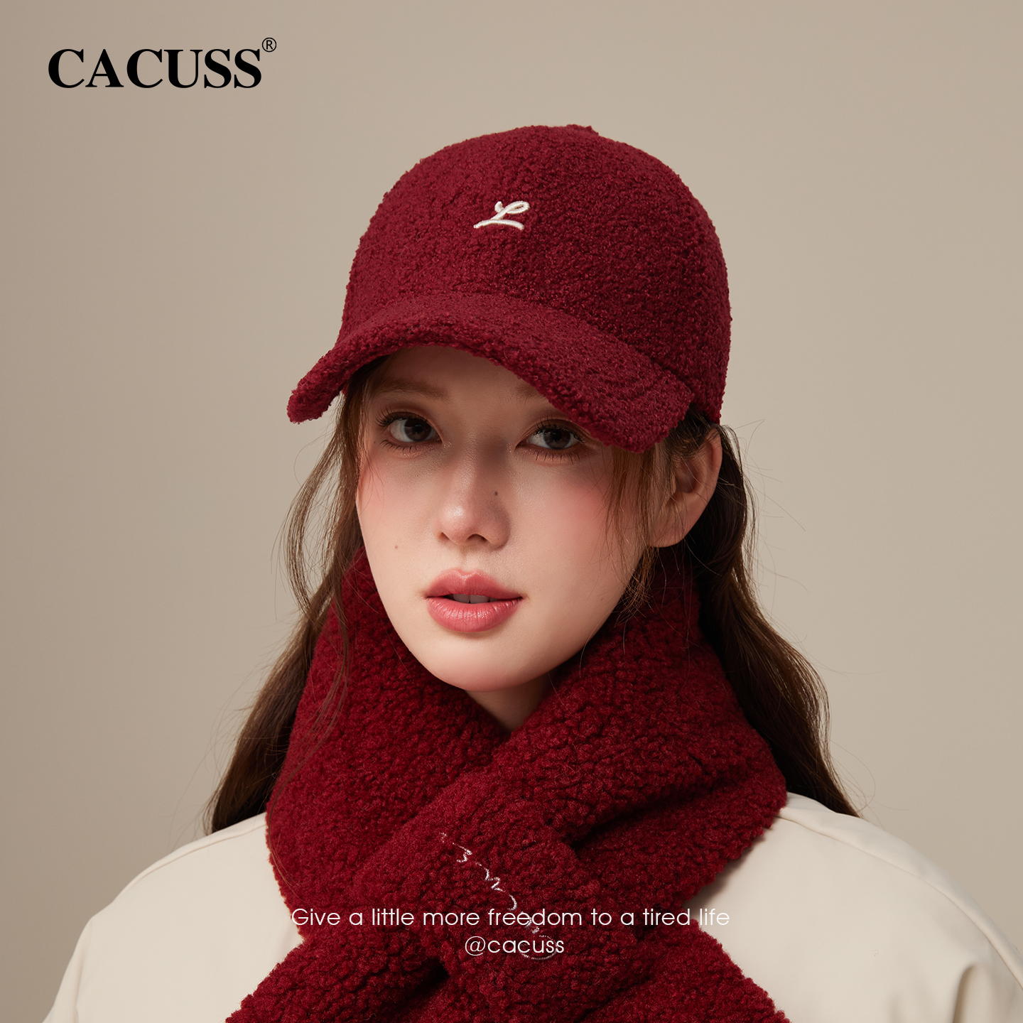 CACUSS棒球帽女秋季新款加厚保暖