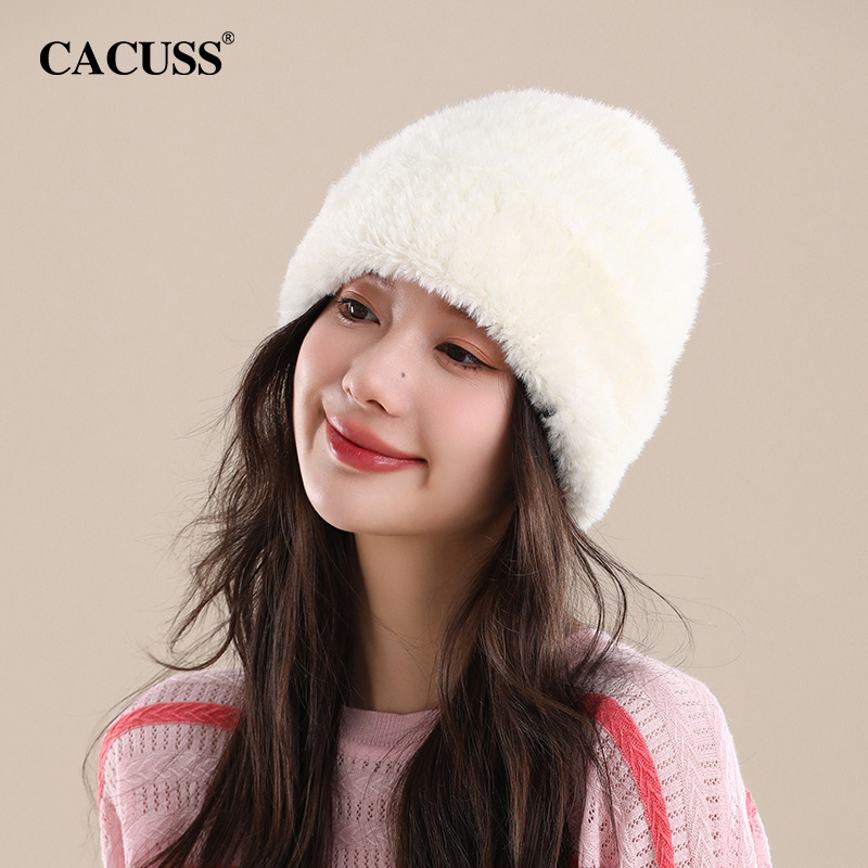 CACUSS毛线帽休闲女秋冬毛茸茸