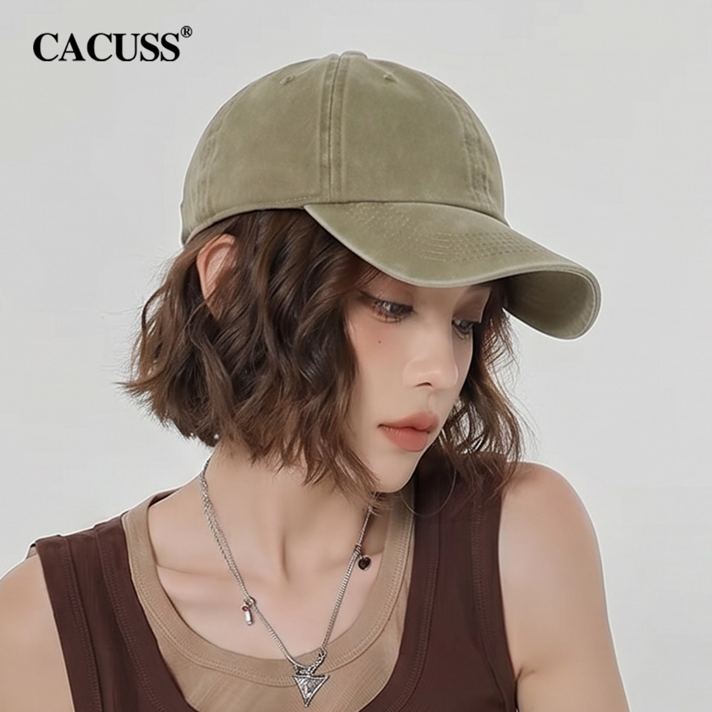 CACUSS棒球帽水洗做旧弯檐鸭舌帽图片