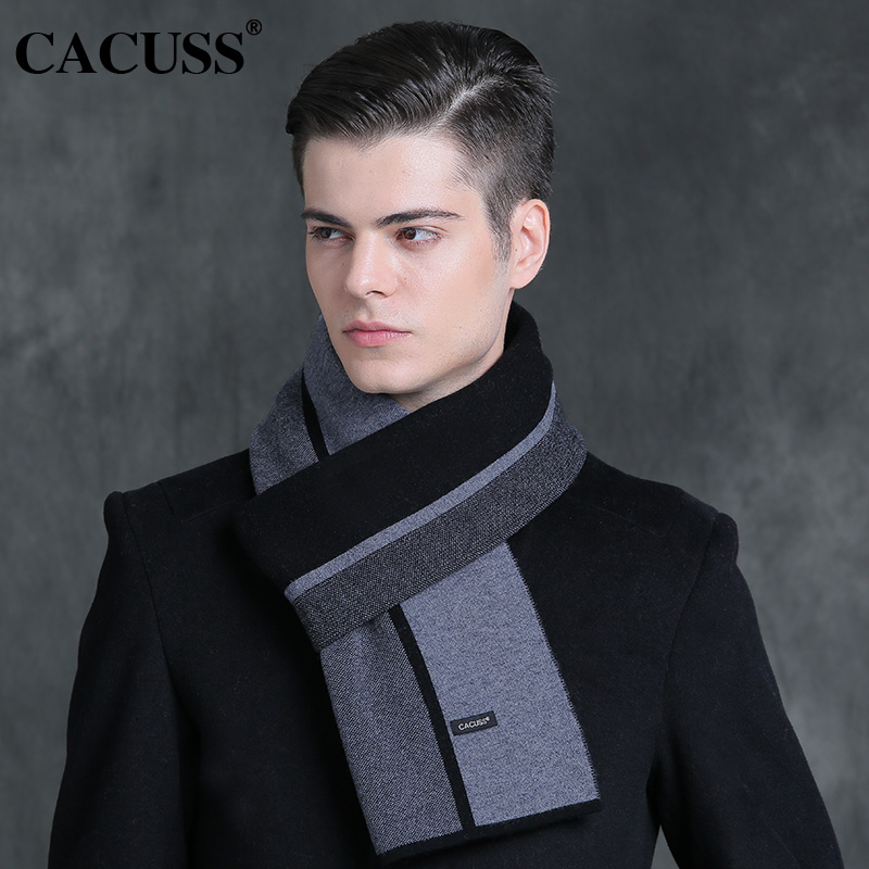 cacuss 围巾男秋冬天条纹纯羊毛围巾围脖男韩版潮时尚百搭围巾女