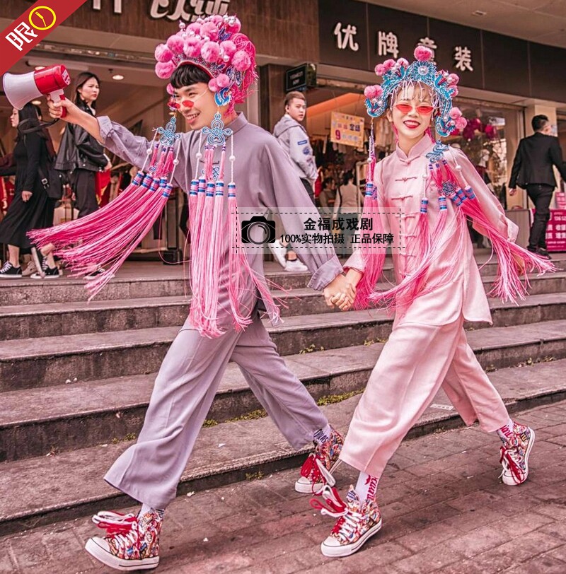 国潮风花旦头饰情侣走秀摄影婚纱