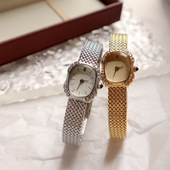 女式 轻奢小众2024新款 简约复古方形表 女士手表女款 麦穗小金表正品