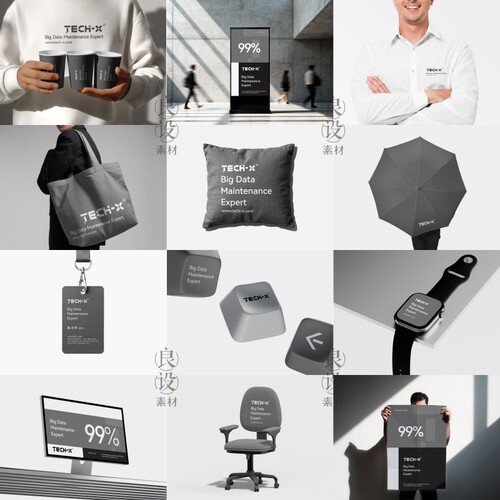 24款PSD金融服务科技制造海报品牌集团VI样机作品集logo智能贴图