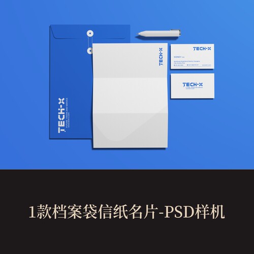 1款PSD档案袋信纸名片VI样机作品集展示logo提案智能贴图效果图
