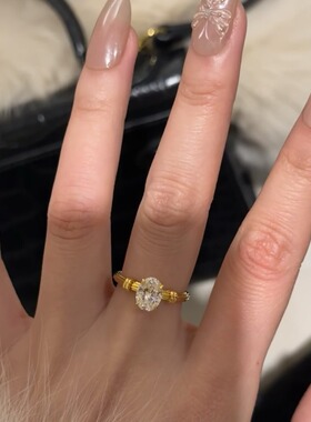 PURE超闪鸽子蛋戒指女s925纯银独特小众设计轻奢老钱风银食指戒