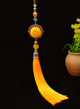 黄色流苏古风旗袍胸针压襟挂件汉服盘扣茶服挂饰古典中国风领扣