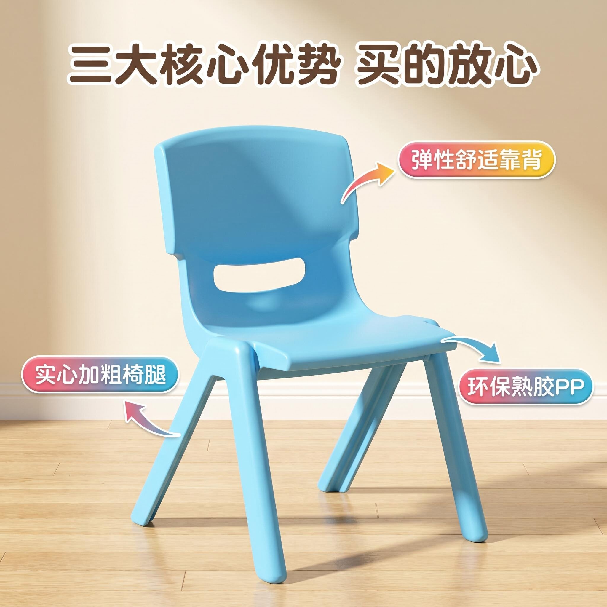 加厚卡通塑料幼儿园靠背桌椅家用宝宝餐椅客厅换鞋凳子防滑垫脚凳