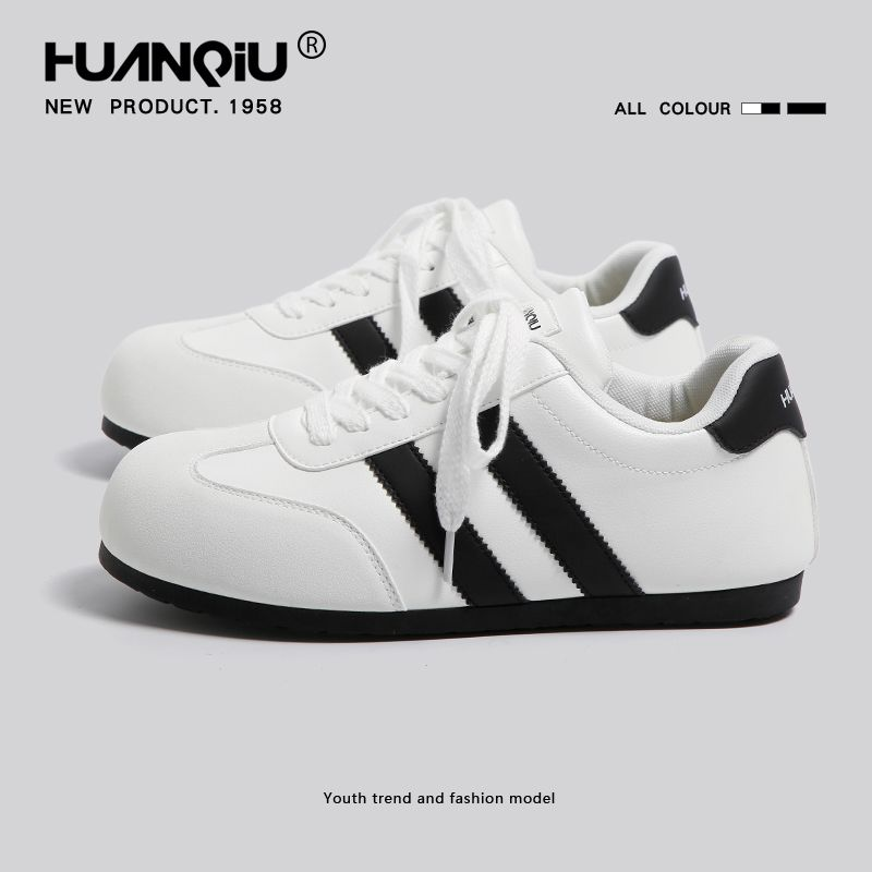 环球黑色大头德训鞋男款2026春季新款复古厚底板鞋通勤运动风男鞋,流行男鞋,德训鞋,淘宝优惠券,粉丝福利购,淘宝优惠卷