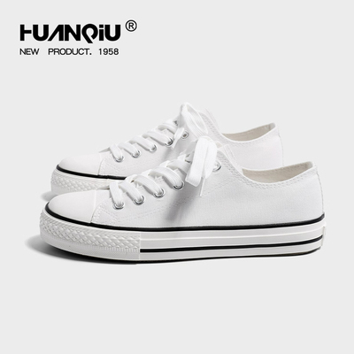 环球帆布鞋女软底不累脚黑色白色经典学生低帮秋季透气休闲板鞋