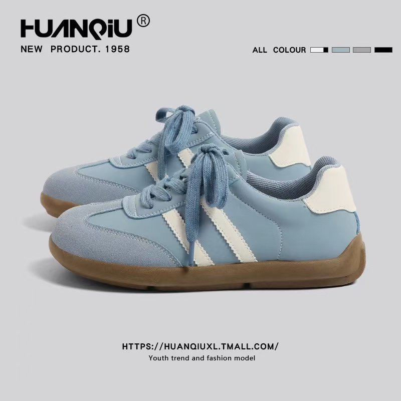 环球磨砂皮德训鞋女2025新款春秋百搭厚底软底休闲鞋平底系带板鞋,女鞋,德训鞋,淘宝优惠券,粉丝福利购,淘宝优惠卷