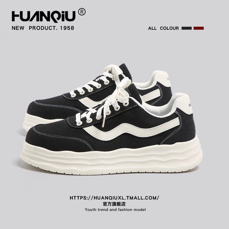 环球酒红色休闲板鞋男款2025秋冬季新款低帮运动鞋复古厚底帆布鞋,流行男鞋,休闲板鞋,淘宝优惠券,粉丝福利购,淘宝优惠卷