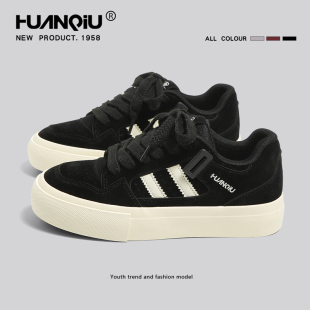 环球黑色面包鞋女款2026夏季新款透气休闲鞋子百搭美式运动滑板鞋