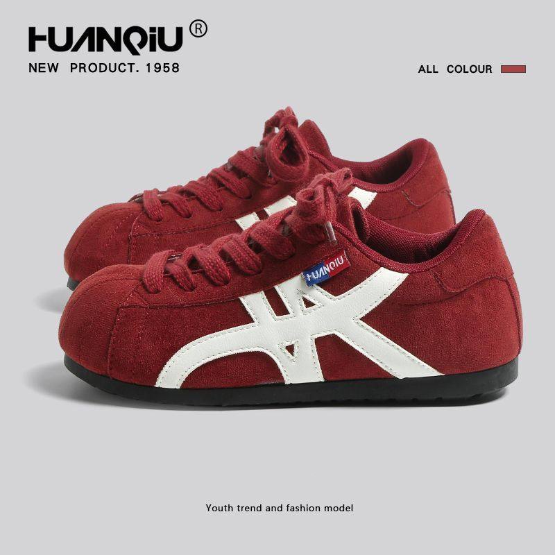 环球红色复古德训鞋女款2025秋冬季新款内增高运动鞋休闲软底板鞋,女鞋,德训鞋,淘宝优惠券,粉丝福利购,淘宝优惠卷