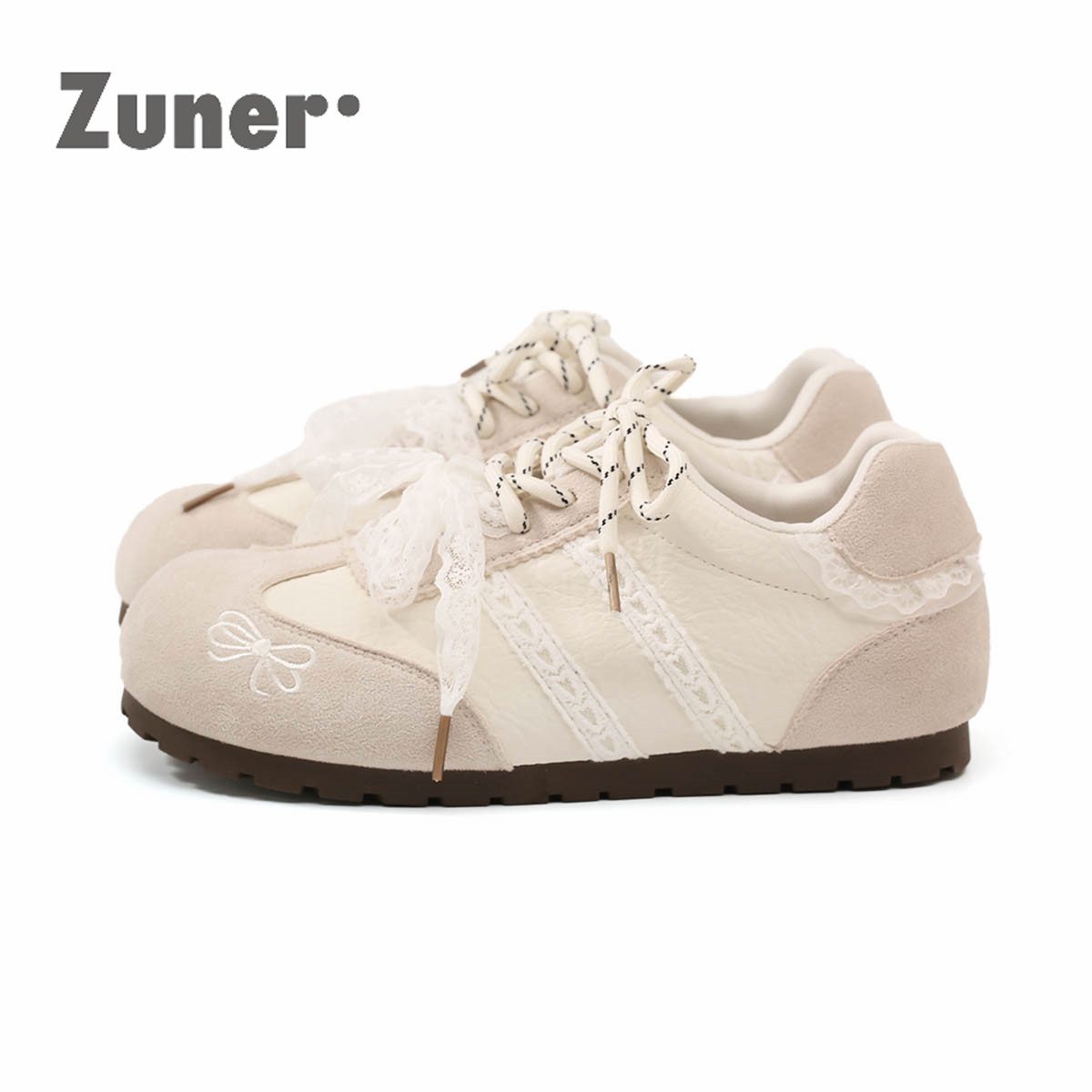 尊儿可爱刺绣蕾丝德训鞋2026春季新款蝴蝶结平底阿甘鞋休闲运动鞋,女鞋,德训鞋,淘宝优惠券,粉丝福利购,淘宝优惠卷