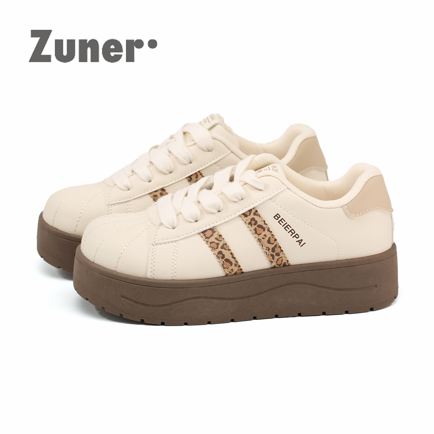 尊儿时尚潮酷豹纹中跟休闲百搭小白鞋圆头系带2025春秋新款板鞋女,女鞋,时尚休闲鞋,淘宝优惠券,粉丝福利购,淘宝优惠卷