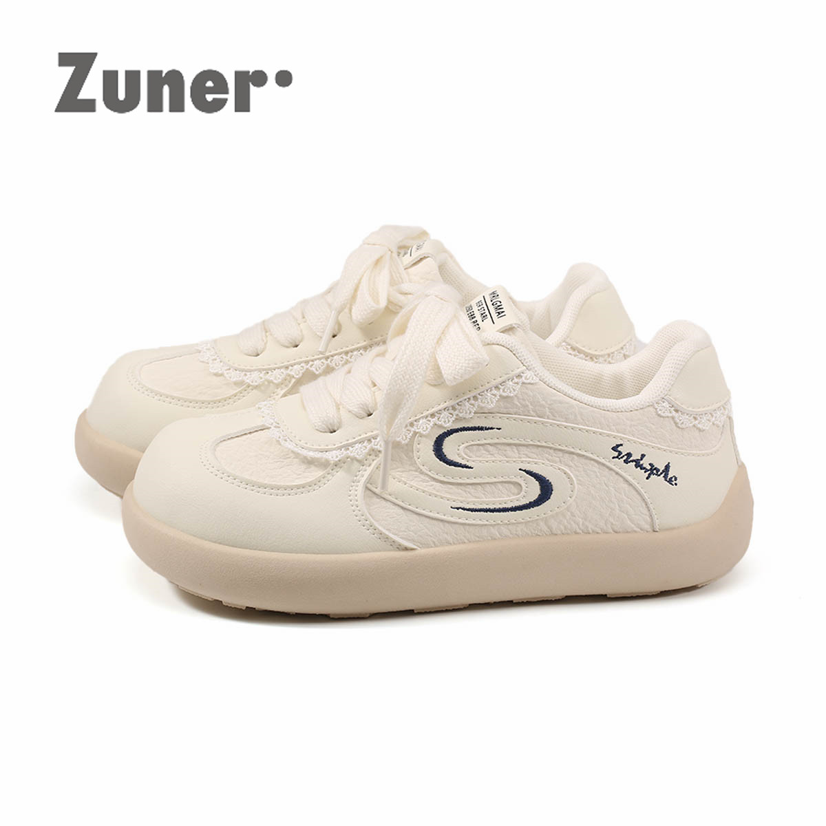 尊儿蕾丝纯色厚底小白鞋2026春季新款奶呼呼软底休闲百搭运动板鞋,女鞋,休闲板鞋,淘宝优惠券,粉丝福利购,淘宝优惠卷