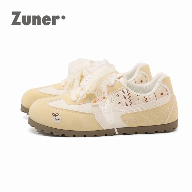 尊儿甜美兔子刺绣德训鞋女2026春季新款蕾丝系带百搭板鞋休闲鞋,女鞋,德训鞋,淘宝优惠券,粉丝福利购,淘宝优惠卷