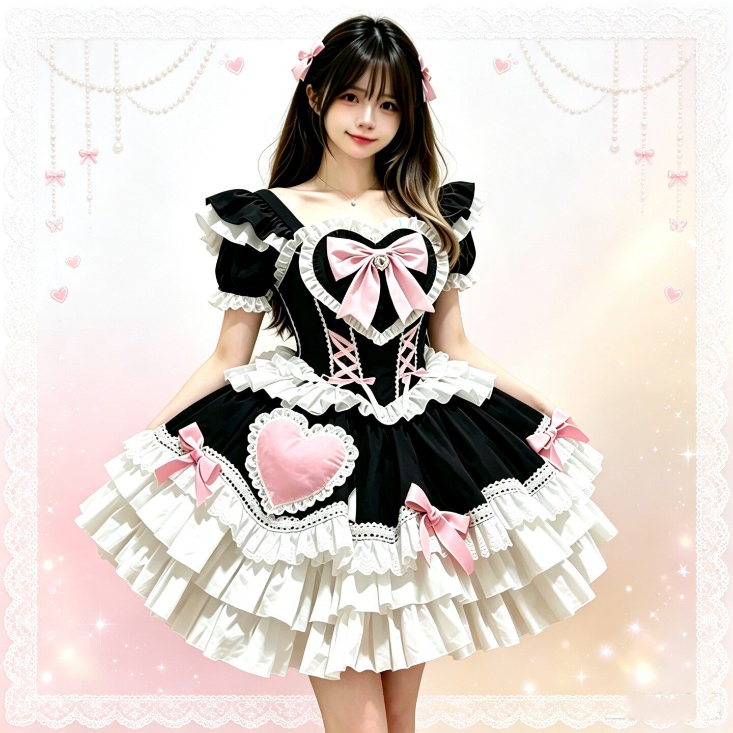 少女洛丽塔黑色连衣裙lolita裙