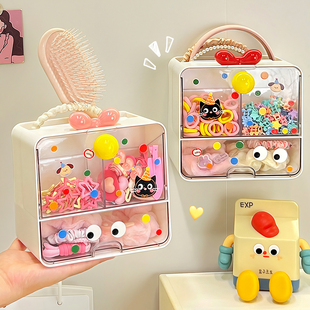 儿童发饰收纳盒壁挂式女孩发圈发夹皮筋头绳发箍首饰盒梳子置物架