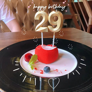 生日蜡烛 钻石金色数字0-9 happy birthday 12 3字母蜡烛派对装饰